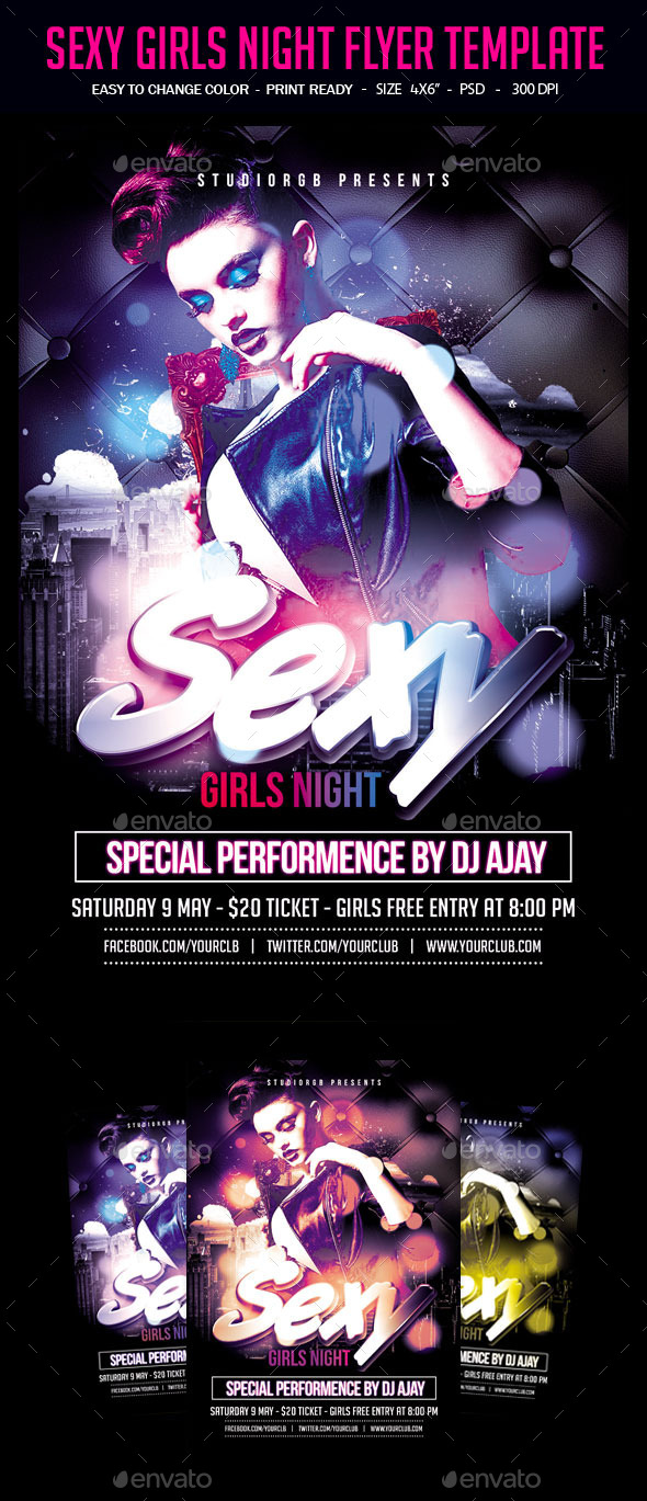 Sexy Girls Night Flyer Template - Clubs & Parties Events