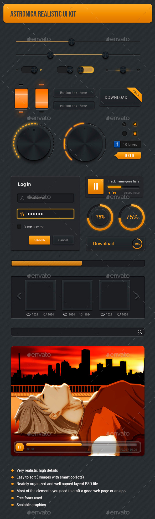 Realistic User Interface kit - User Interfaces Web Elements