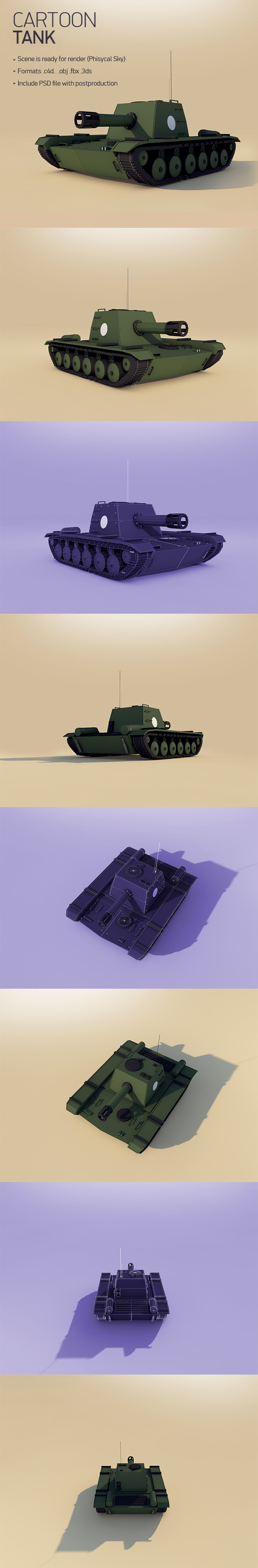 Cartoon Tank - 3Docean 12253475