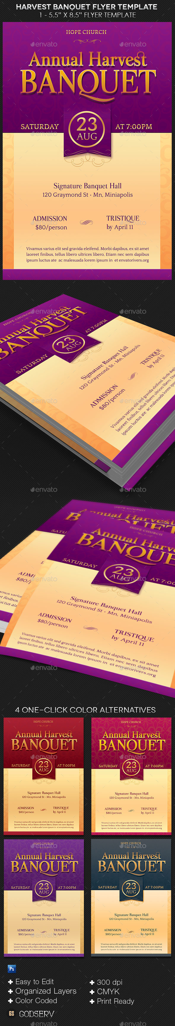 Harvest Banquet Flyer Template - Church Flyers