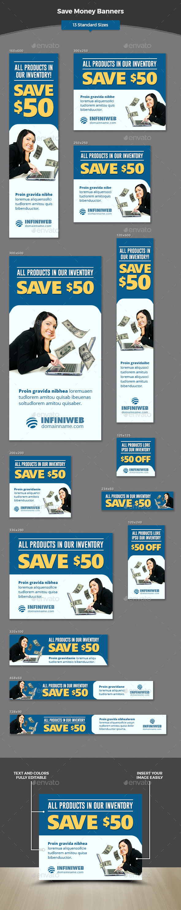 Save Money Banners - Banners & Ads Web Elements