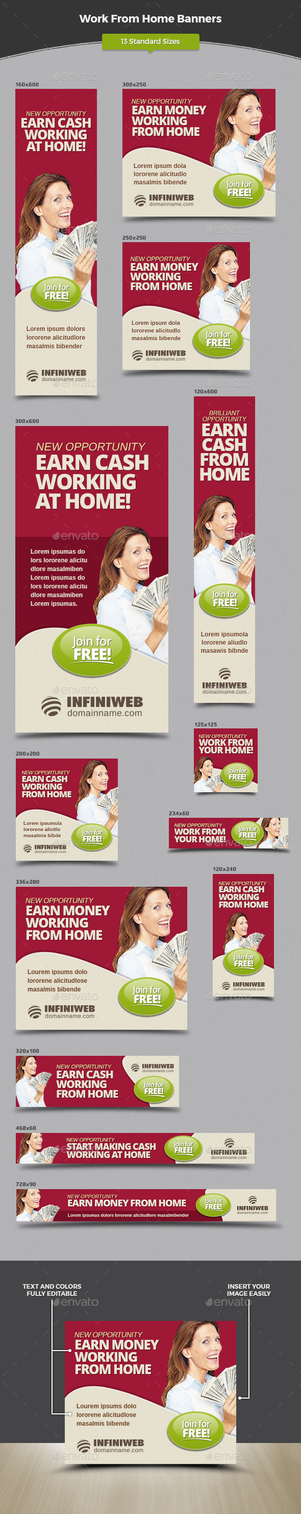 Work From Home Banners - Banners & Ads Web Elements