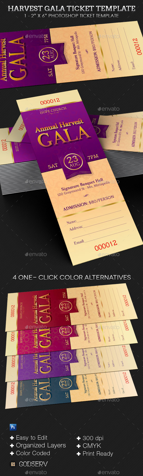 Harvest Gala Ticket Template - Miscellaneous Print Templates