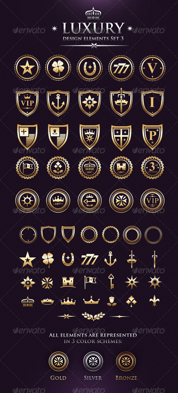 Vector Luxury VIP Design Elements Set 3 - Decorative Symbols Decorative