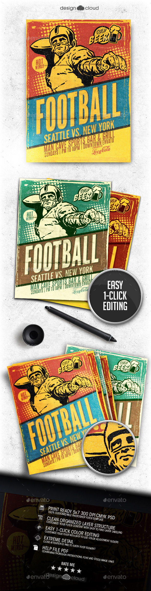 Retro Football Flyer Template - Sports Events