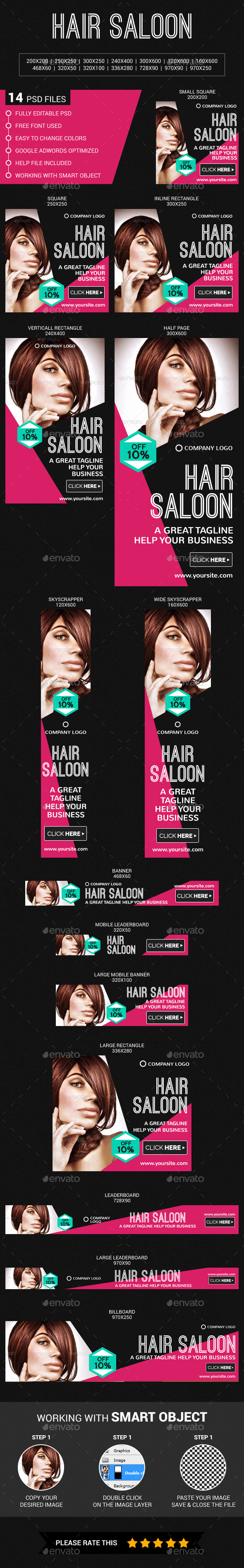 Hair Saloon - Banners & Ads Web Elements