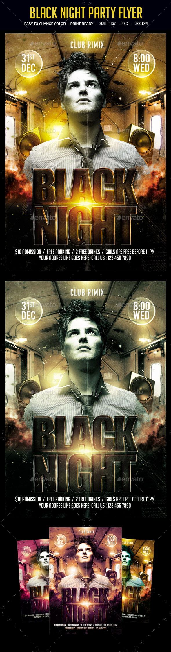 Black Night Party Flyer - Clubs & Parties Events