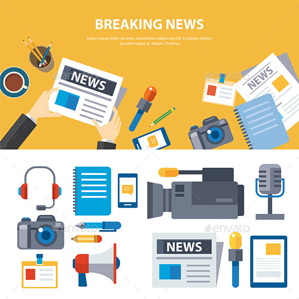 Breaking News and Media Banner Elements Concept Breaking News and Media Banner Elements Concept