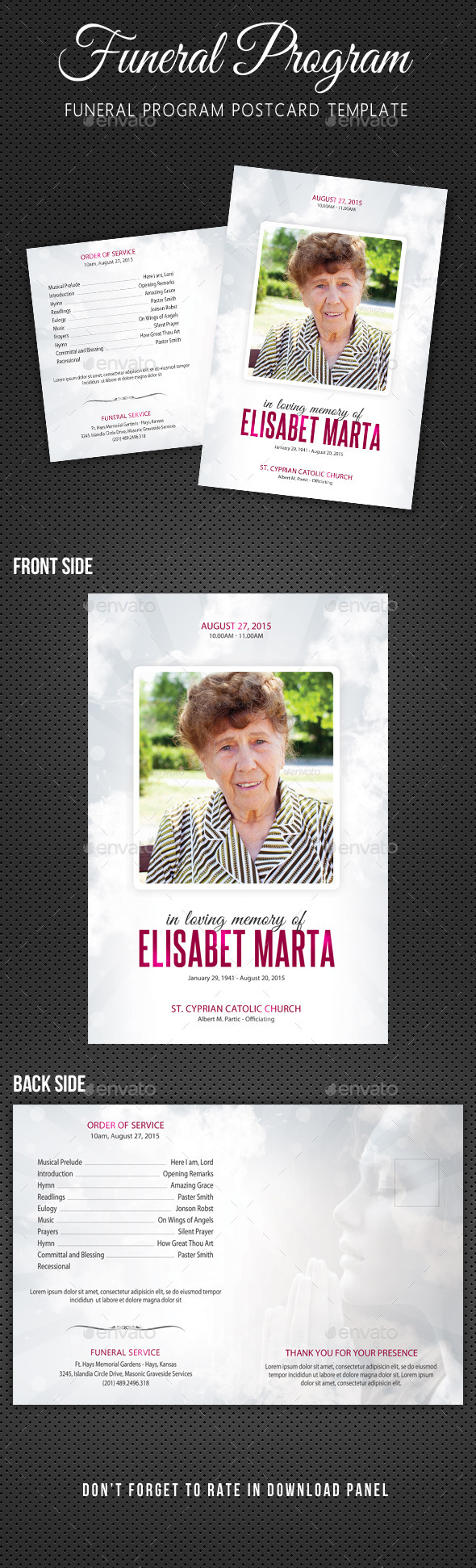 Funeral Program Postcard Template V02 - Invitations Cards & Invites