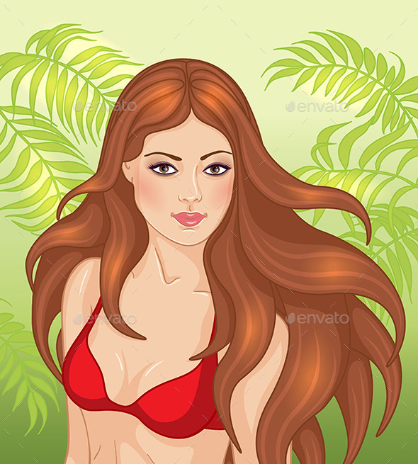 Girl near Palms - People Characters