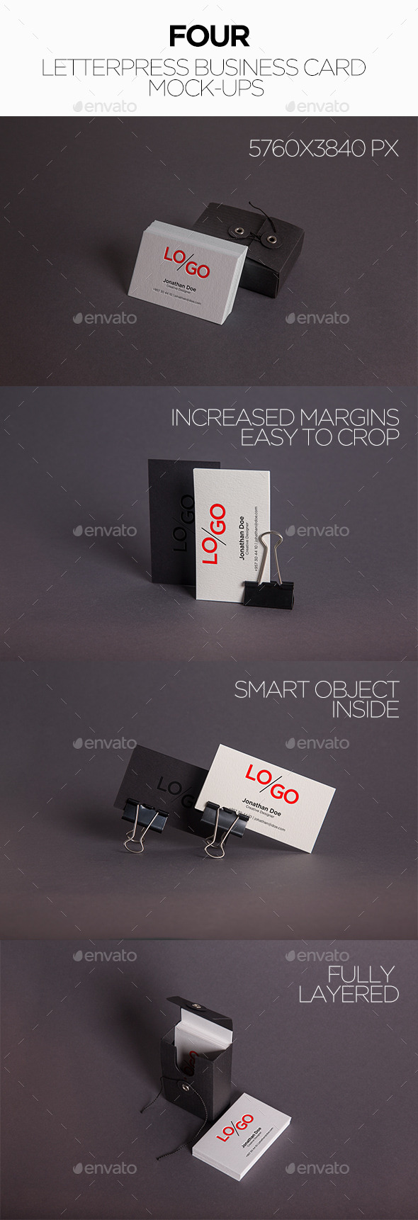 4 Letterpress Business Card Mockups - Business Cards Print