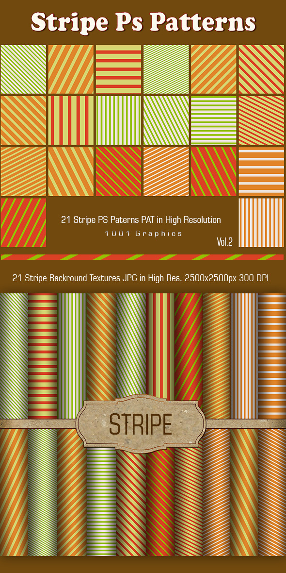 21 Stripe PS Patterns PAT - vol.2 - Textures / Fills / Patterns Photoshop