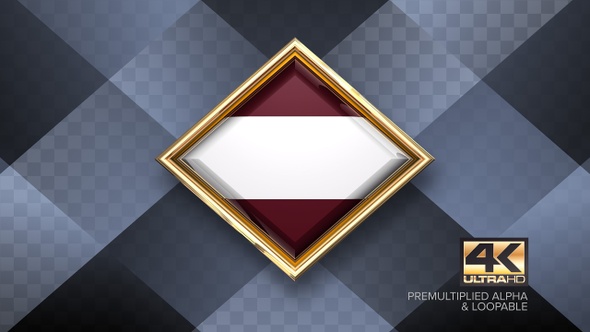 Latvia Flag Rotating Badge 4K Looping with Transparent Background