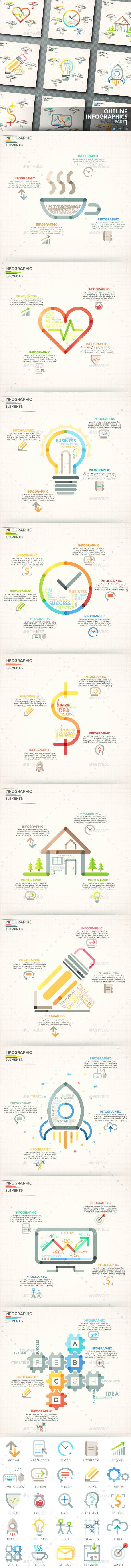 Outline Infographics. Part 1 (+25 Icons) - Infographics