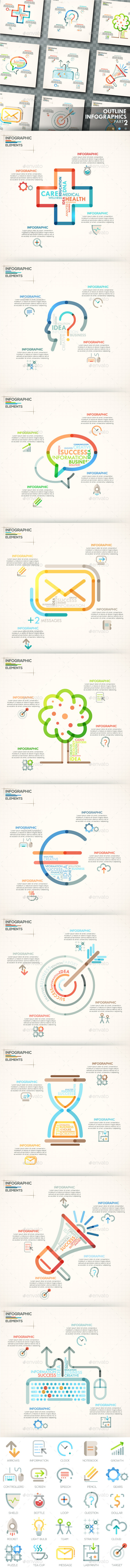 Outline Infographics. Part 2 (+25 Icons) - Infographics