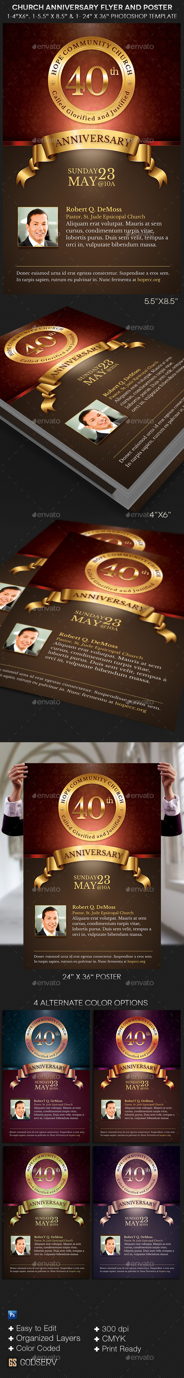 Church Anniversary Flyer Poster Template - Church Flyers