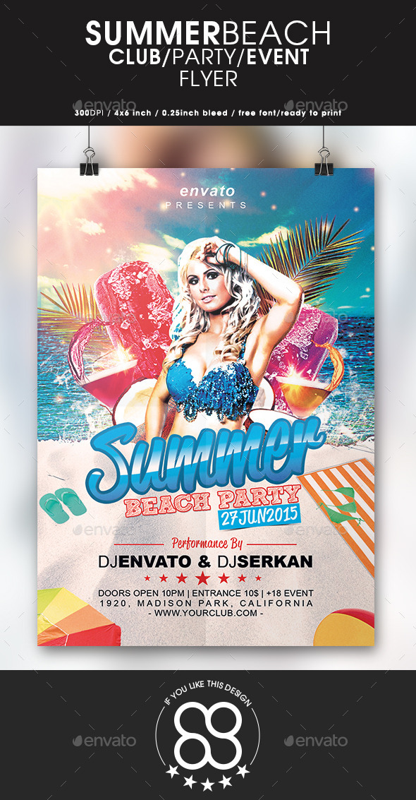 Summer Beach Party Flyer - Clubs & Parties Events