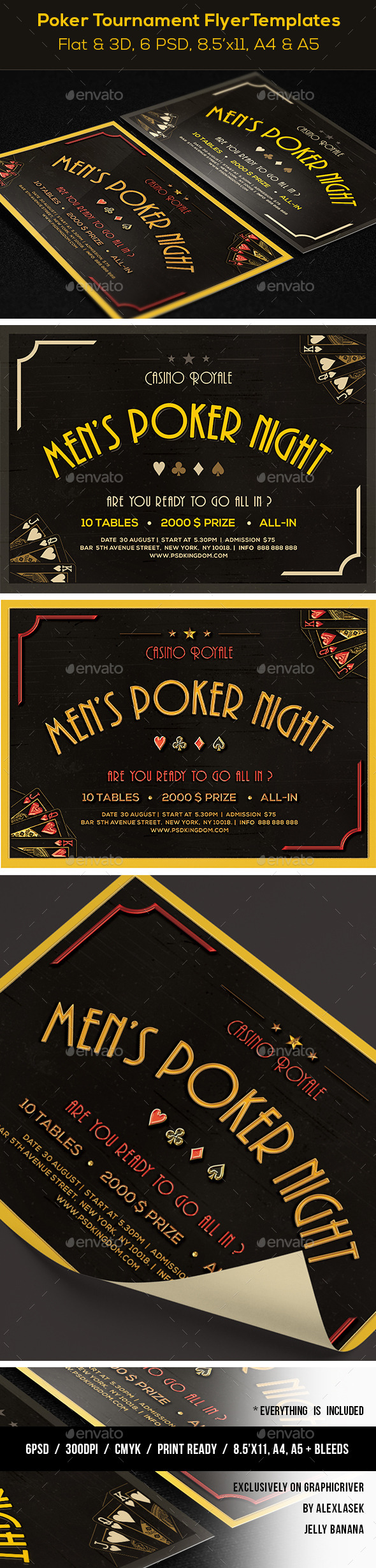 Poker Mag. Ad, Poster or Flyer – Flat & 3D - 6 PSD - Sports Events