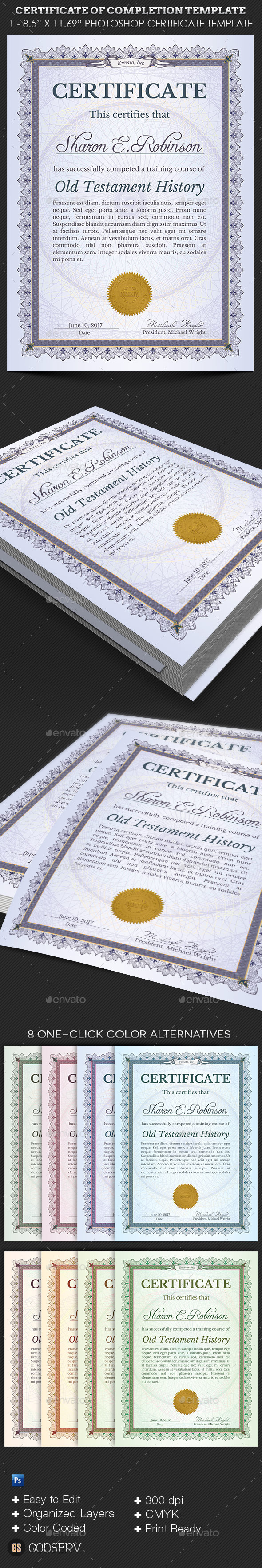 Certificate of Completion Template - Certificates Stationery