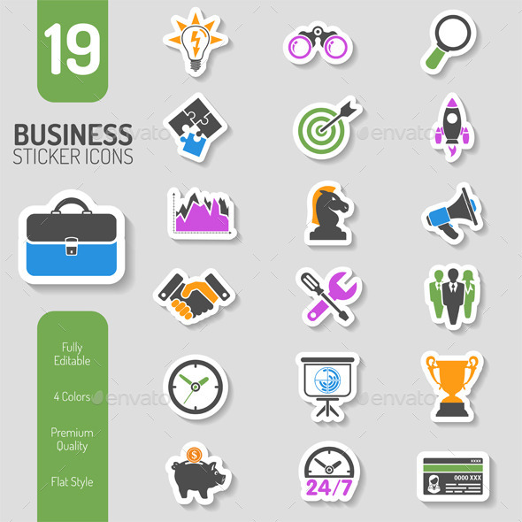 Business Strategy Icon Sticker Set - Concepts Business