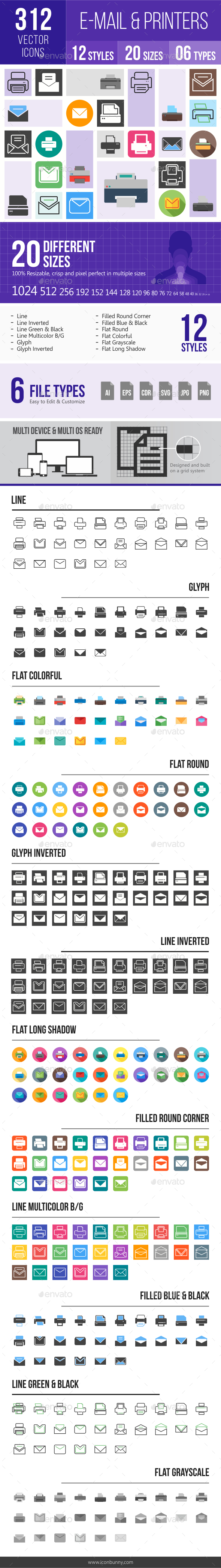 312 Email & Printer - Technology Icons - Icons