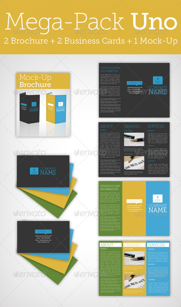 Mega Pack Uno / Brochure + Business Card + Mock Up - Miscellaneous Print Templates