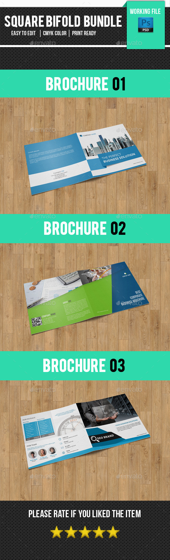 3 In 1 Square Brochure Bundle-V17 - Corporate Brochures