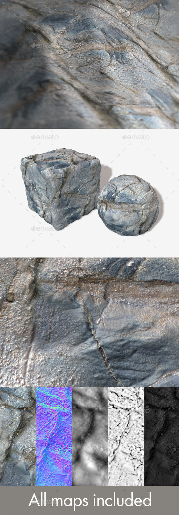 Grey Cracked Rock - 3Docean 12275939
