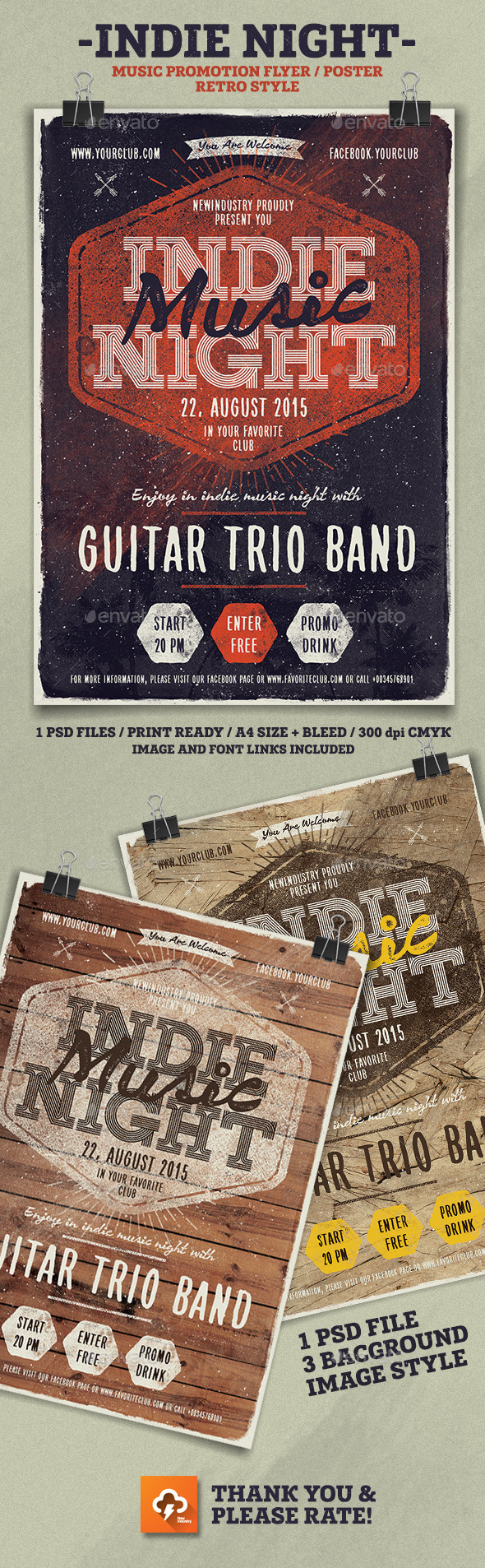 Indie Music Night Poster Flyer - Flyers Print Templates