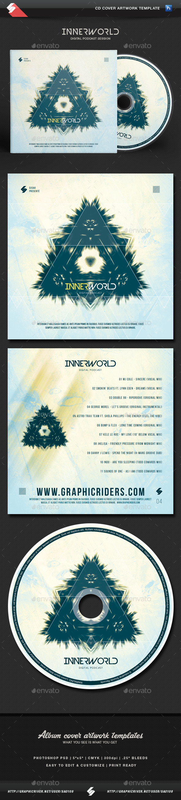 Inner World - CD Cover Artwork Template - CD & DVD Artwork Print Templates