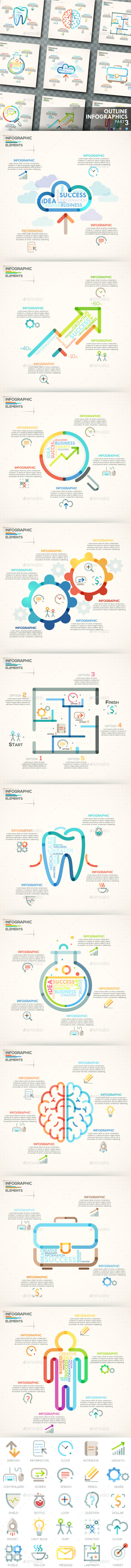 Outline Infographics. Part 3 (+25 Icons) - Infographics