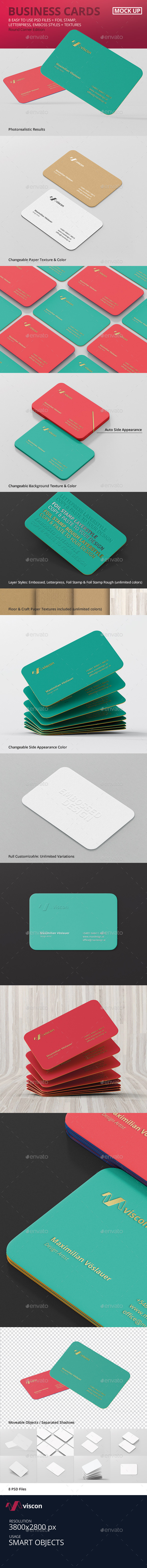 Business Card Mockup Round Corners - Business Cards Print