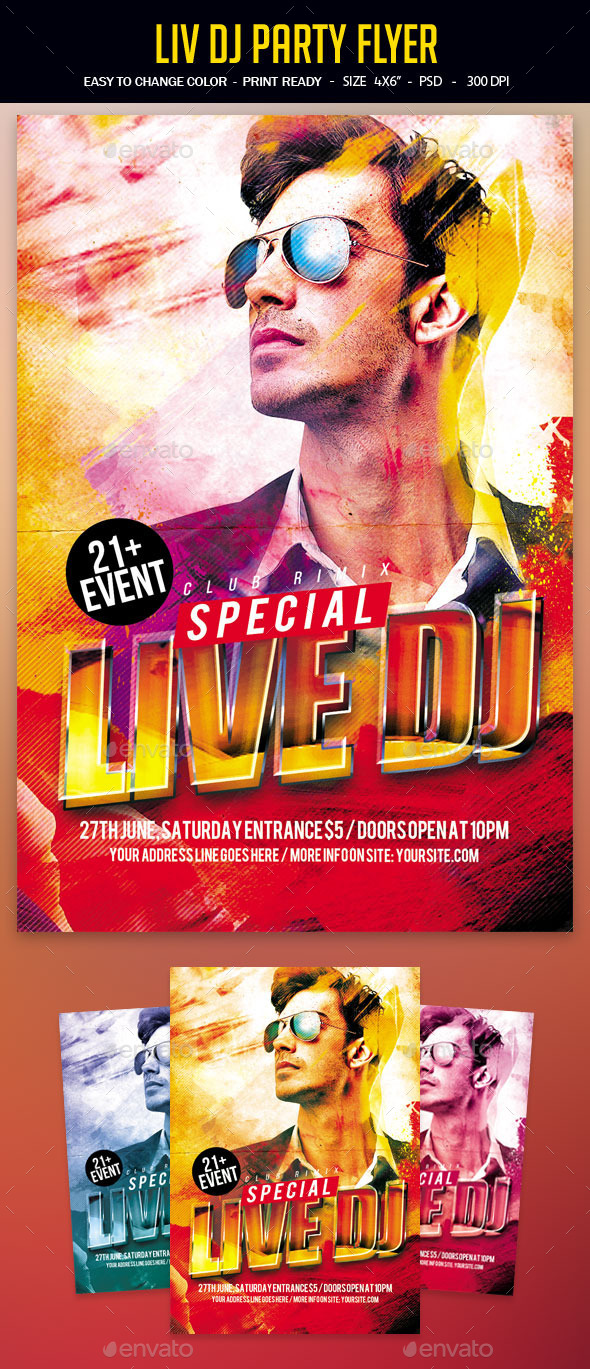 Live Dj Party Flyer - Clubs & Parties Events