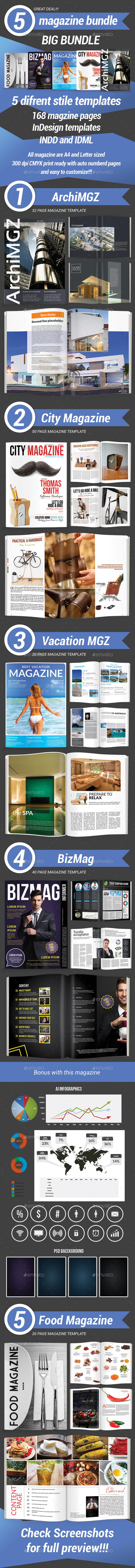 5 Magazine Bundle - Magazines Print Templates