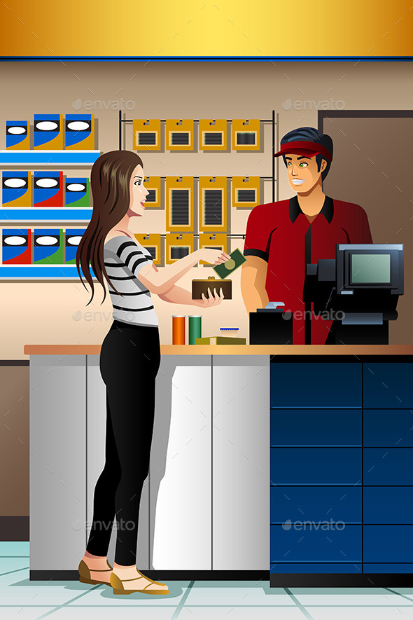 Woman Paying the Cashier at the Store - Commercial / Shopping Conceptual