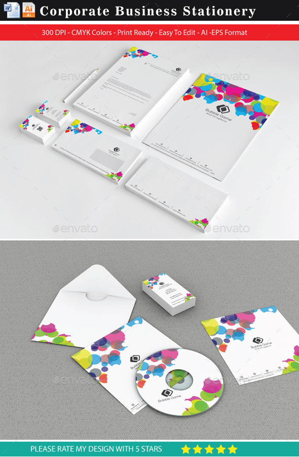 Graphical Bubbles Dot Stationery Template - Stationery Print Templates