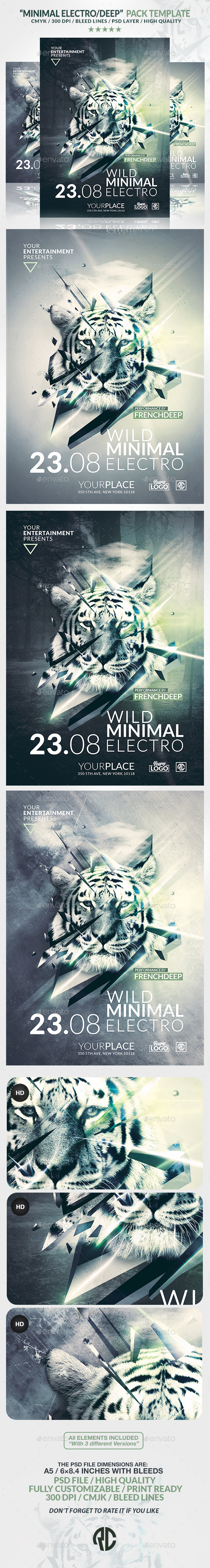 Minimal Deep Electro | Psd Flyer Template - Events Flyers