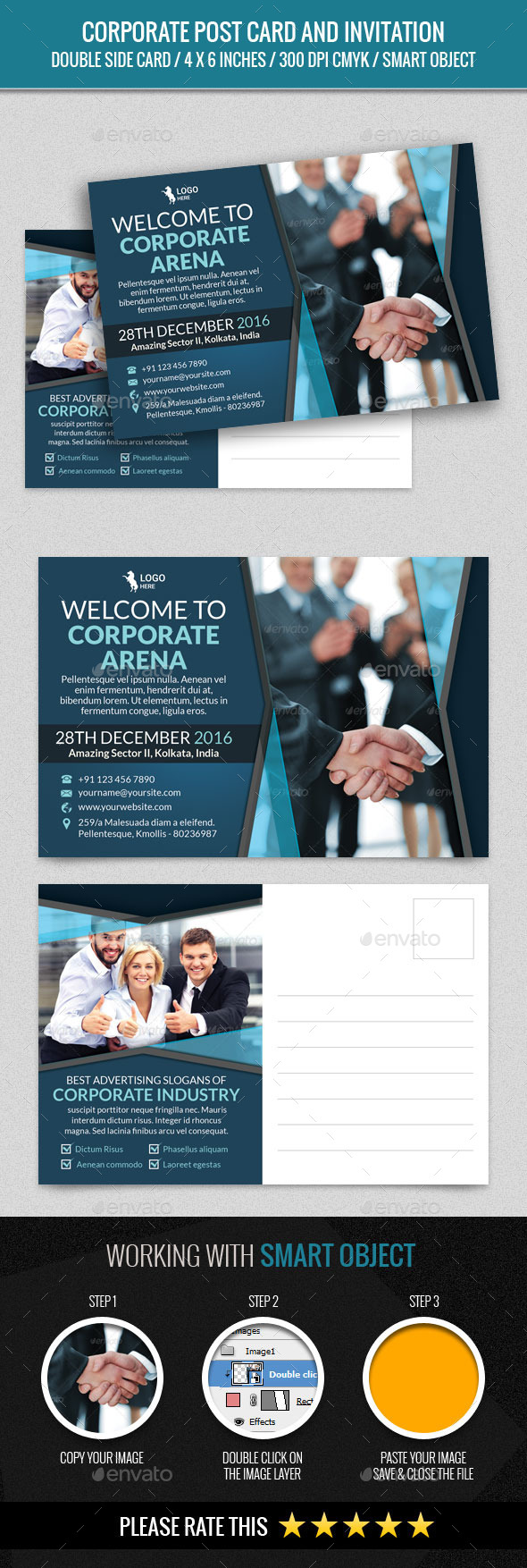 Corporate and Business Post Card Template - Cards & Invites Print Templates