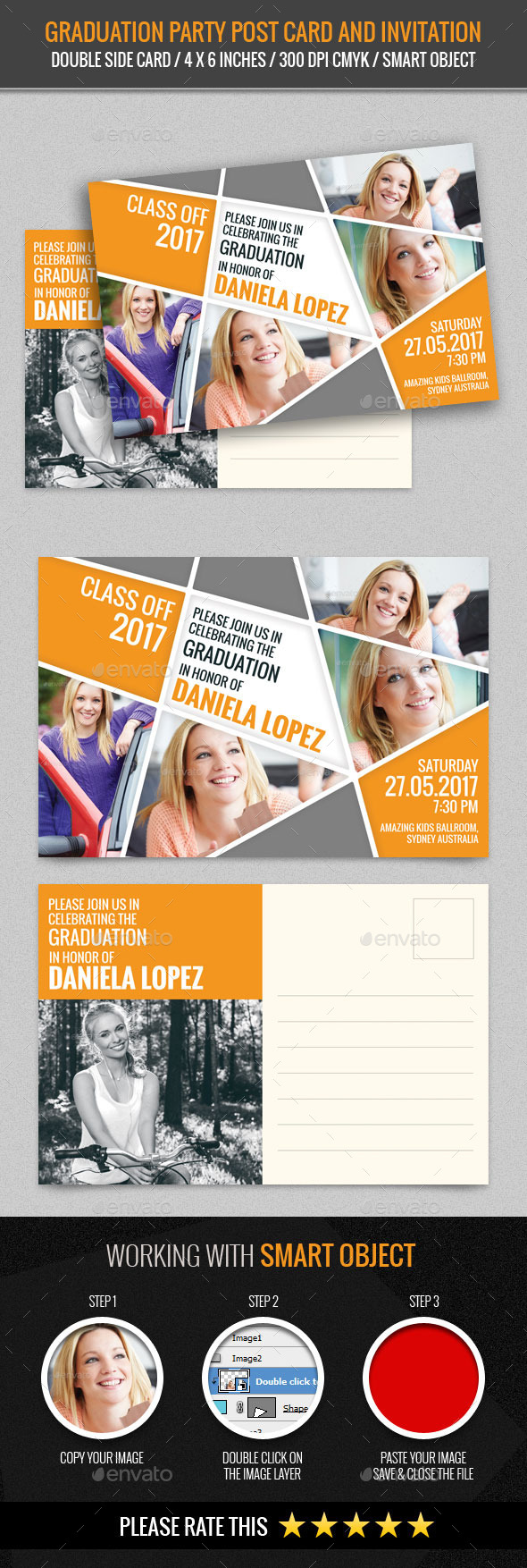 Graduation Party Post Card Template - Cards & Invites Print Templates