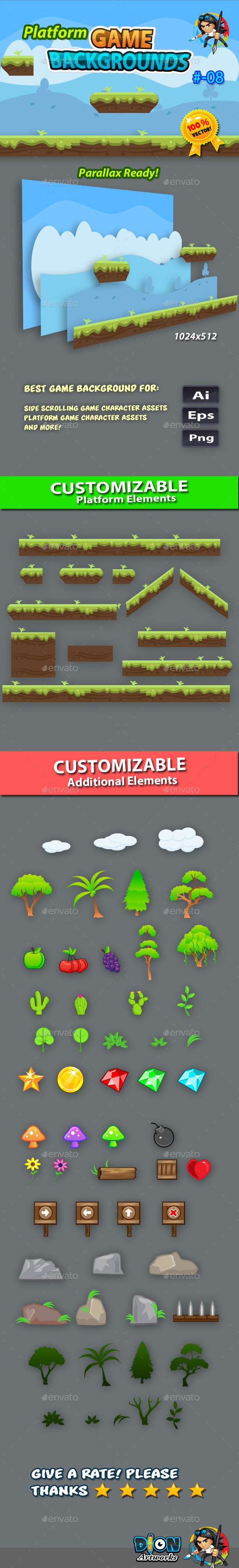 Platform Game Backgrounds 08 by pasilan | GraphicRiver