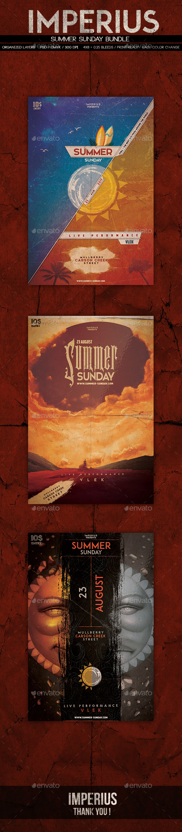 Summer Sunday Bundle - Flyers Print Templates