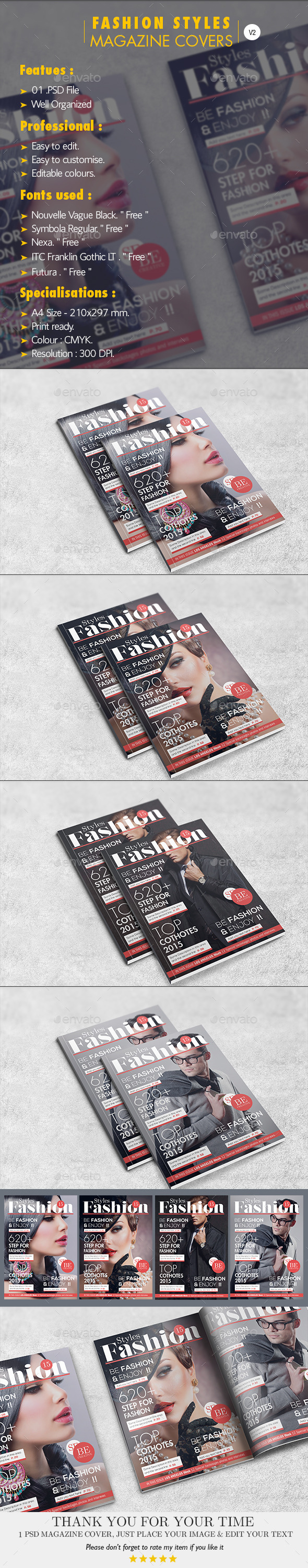 Fashion Styles Magazine Covers V.02 - Magazines Print Templates