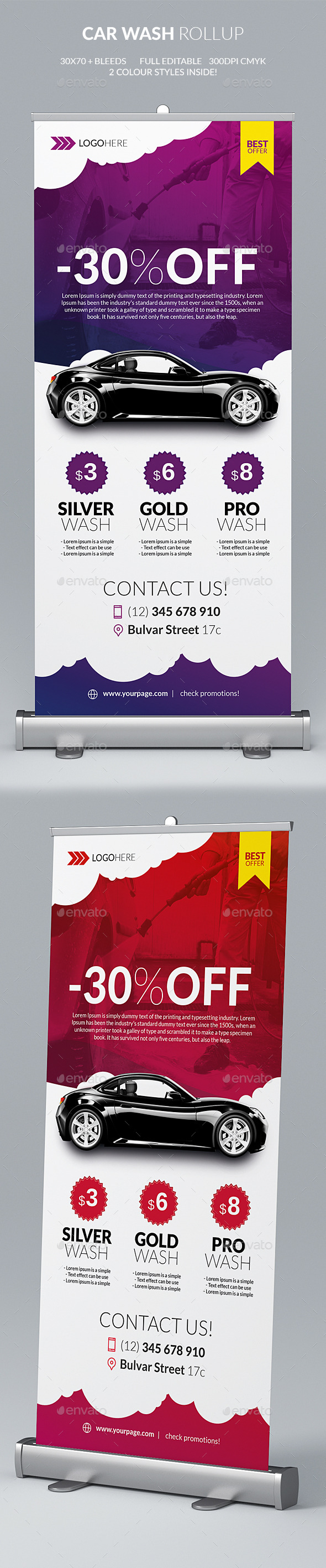 Car Wash Rollup - Signage Print Templates