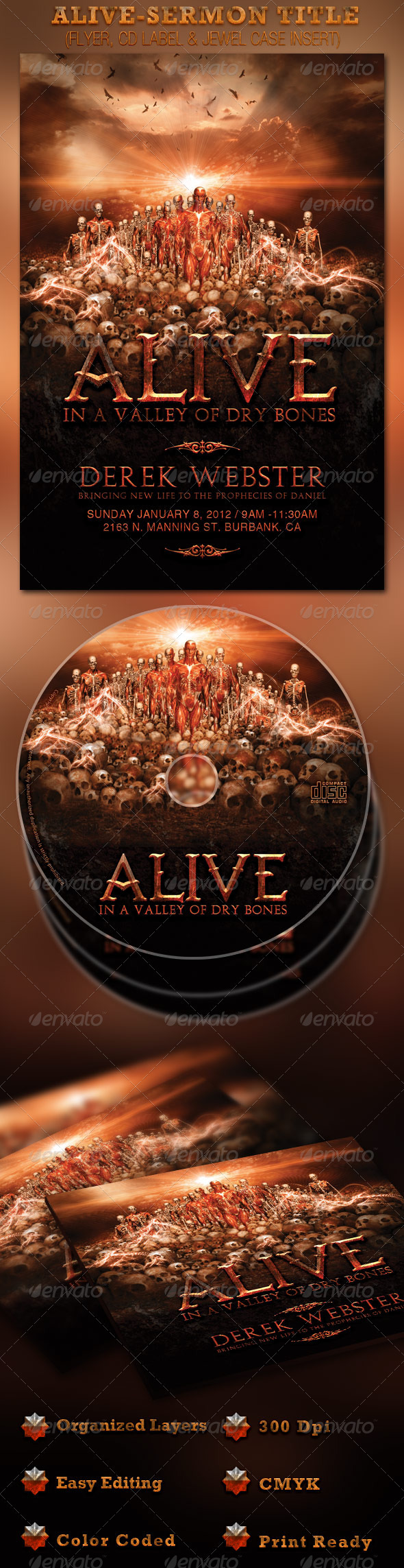 Alive in a Valley of Dry Bones Flyer and CD - Church Flyers