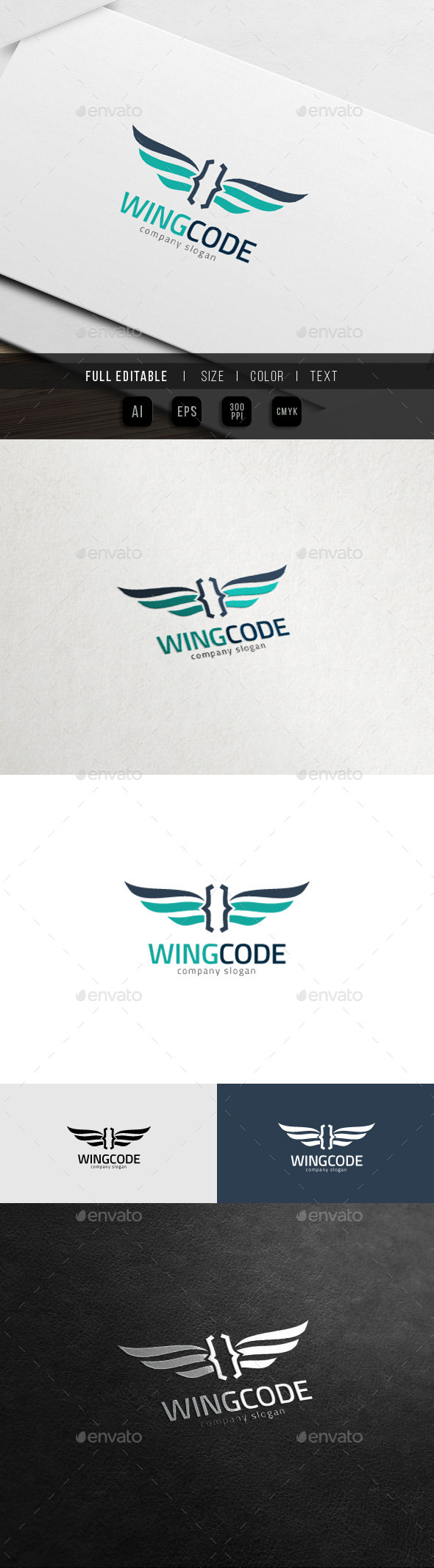 Wing Code - Flying Website Theme Logo - Symbols Logo Templates