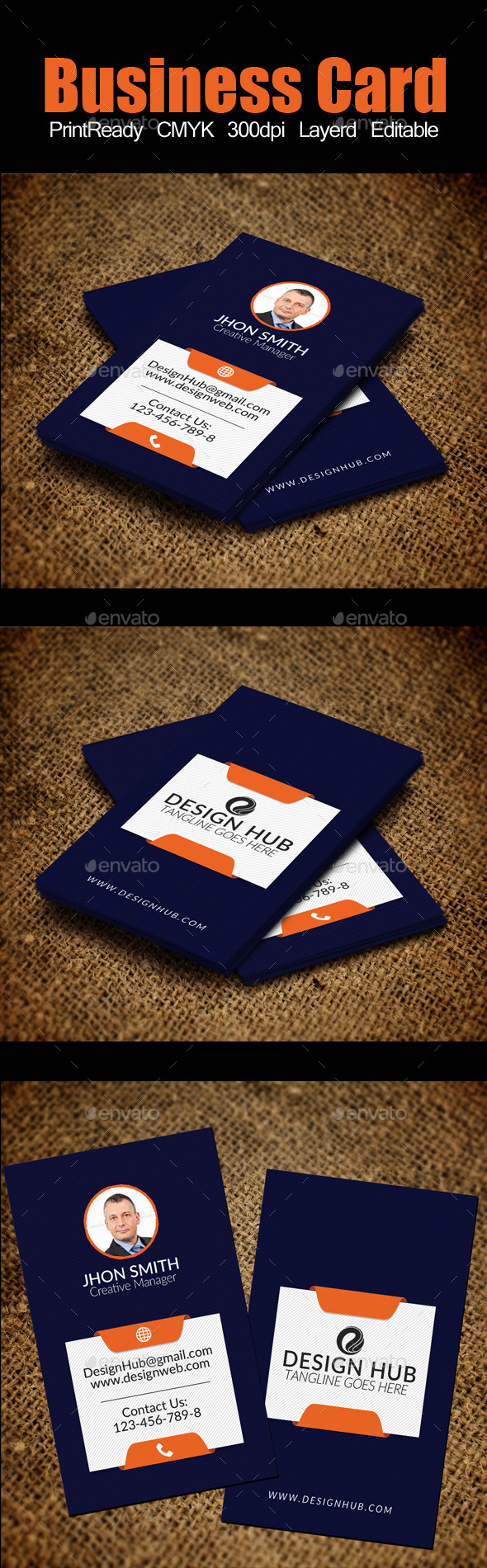 Vertical Business Card Template - Corporate Business Cards