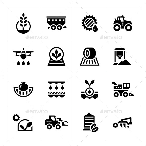 Set Icons of Agriculture - Man-made objects Objects