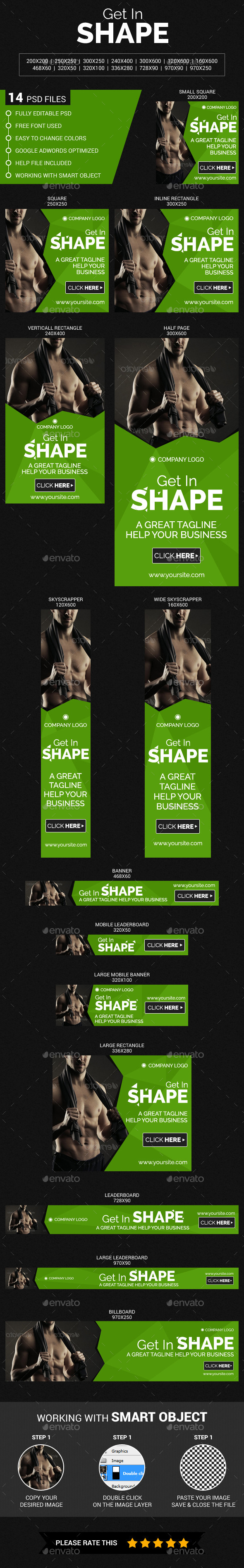 Health, Fitness & GYM - Banners & Ads Web Elements