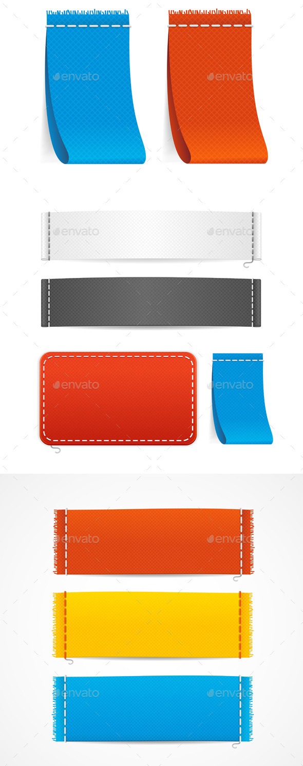 Realistic Fabric Clothing Labels Set - Man-made Objects Objects