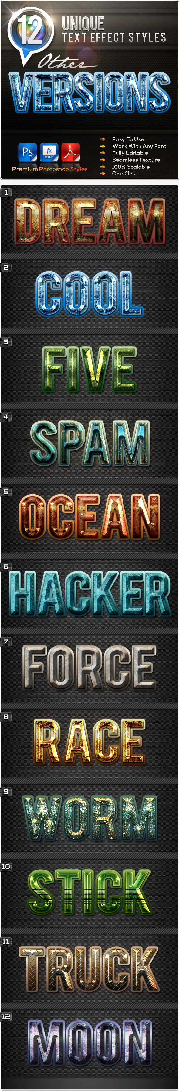 12 Unique Other Versions - Text Effects Styles